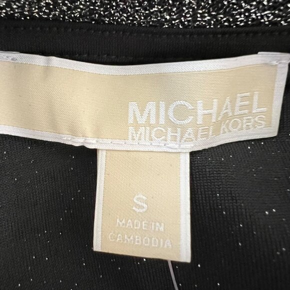 Michael Kors Womens Black Silver Metallic Cold Shoulder Top Long Sleeves size S - Picture 9 of 13